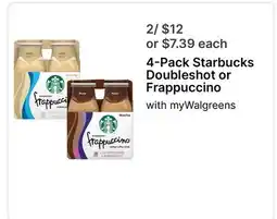 Walgreens 4-Pack Starbucks Doubleshot or Frappuccino offer