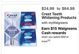 Walgreens Crest Teeth Whitening Products offer