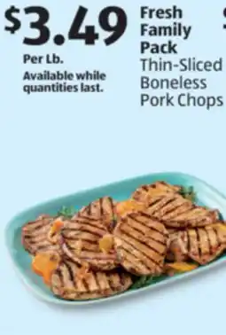 Aldi Fresh Family Pack Thin-Sliced Boneless Pork Chops offer