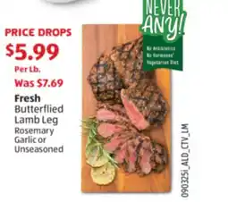 Aldi Fresh Butterflied Lamb Leg offer