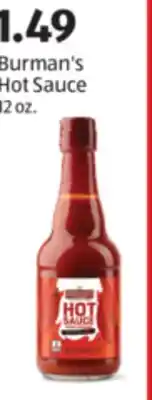 Aldi Burman's Hot Sauce offer