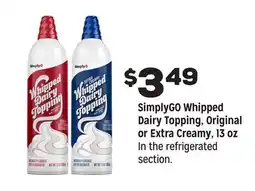 Grocery Outlet SimplyGO Whipped Dairy Topping, Original or Extra Creamy offer