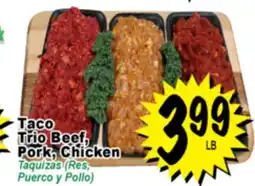 Superior Grocers Taco Trio Beef, Pork, Chicken offer