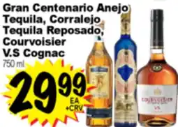 Superior Grocers Gran Centenario Anejo Tequila, Corralejo Tequila Reposado, Courvoisier offer