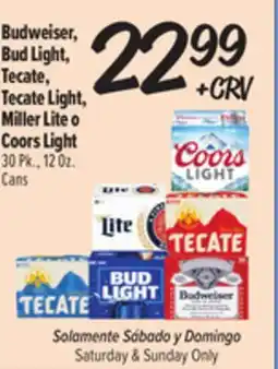El Super Fresh Budweiser, Bud Light, Tecate, Tecate Light, Miller Lite o Coors Light offer