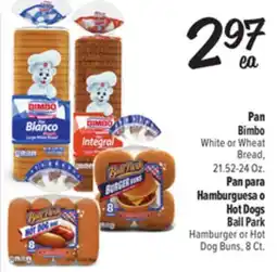 El Super Fresh Bimbo White or Wheat Bread, 2 1.52-24Oz. Ball Park Hamburger or Hot Dog Buns, 8Ct offer