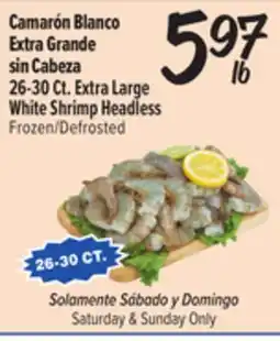 El Super Fresh 26-30 Ct.Extra Large White Shrimp Headless offer