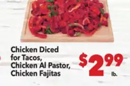 Vallarta Supermarkets Chicken Diced for Tacos, Chicken Al Pastor, Chicken Fajitas offer