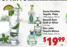 Vallarta Supermarkets Sauza Hornitos Tequila Plata offer