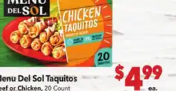 Vallarta Supermarkets Menu Del Sol Taquitos offer