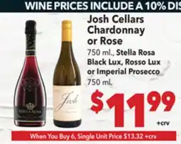 Vallarta Supermarkets Josh Cellars Chardonnay or Rose offer