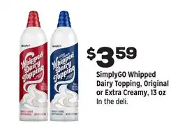 Grocery Outlet SimplyGO Whipped Dairy Topping Original or Extra Creamy offer