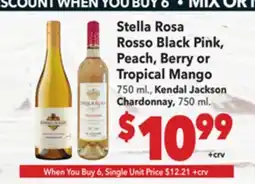 Vallarta Supermarkets Stella Rosa Rosso Black Pink, Peach, Berry or Tropical Mango 750 ml offer
