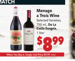 Vallarta Supermarkets Menage a Trois Wine offer