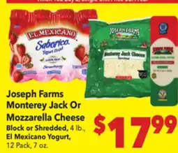 Vallarta Supermarkets Joseph Farms Monterey Jack Or Mozzarella Cheese offer