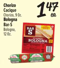 El Super Cacique Chorizo, 9 Oz. Bar-S Bologna, 12 Oz offer