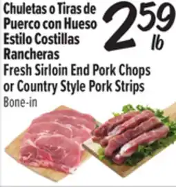 El Super Fresh Sirloin End Pork Chops or Country Style Pork Strips offer