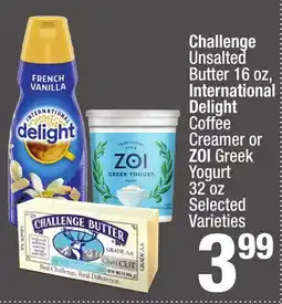 Super King Markets Challenge Unsalted Butter 16 oz, International Delight Coffee Creamer or ZOI Greek Yogurt 32 oz offer