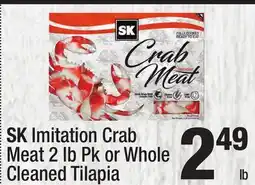 Super King Markets SK Imitation Crab Meat 2 lb Pk or Whole Cleaned Tilapia offer