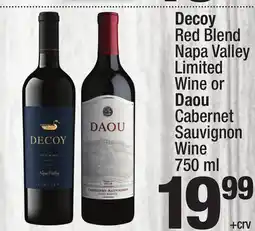 Super King Markets Decoy Red Blend Napa Valley Limited Wine or Daou Cabernet Sauvignon Wine offer