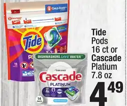 Super King Markets Tide Pods 16 ct or Cascade Platium 7.8 oz offer