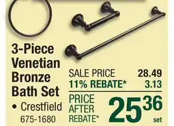 Menards 3-Piece Venetian Bronze Bath Set offer