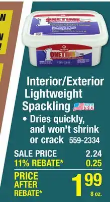 Menards Interior/Exterior Lightweight Spackling offer