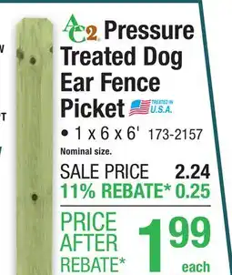 Menards Pressure Treated Dog Ear Fence Picket offer