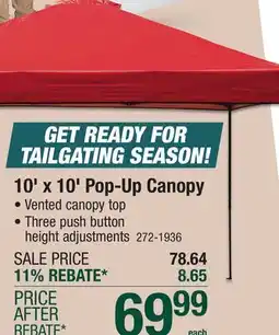Menards 10' x 10' Pop-Up Canopy offer
