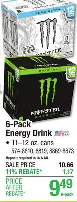 Menards 6-Pack Energy Drink offer