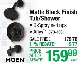 Menards Matte Black Finish Tub/Shower offer