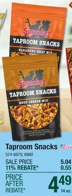 Menards Taproom Snacks offer