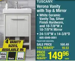 Menards TUSCANY Verona Vanity With Top & Mirror offer