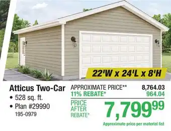 Menards Atticus Two-Car offer