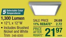 Menards 1,300 Lumen Flat Panel Lights offer