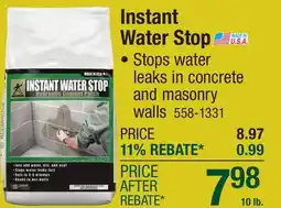 Menards Instant Water Stop offer