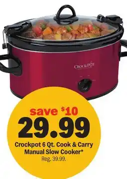 Meijer Crockpot 6 Qt. Cook & Carry Manual Slow Cooker offer