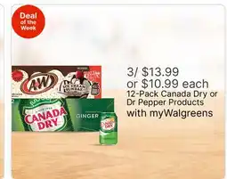 Walgreens 12-Pack Canada Dry or Dr Pepper Products offer