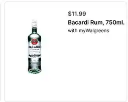 Walgreens Bacardi Rum, 750ml offer