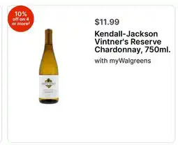 Walgreens Kendall-Jackson Vintner's Reserve Chardonnay, 750ml offer