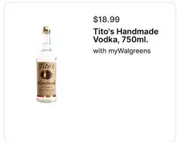 Walgreens Tito's Handmade Vodka, 750ml offer