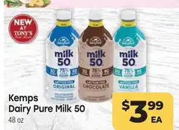Tony’s Fresh Market Kemps Dairy Pure Milk 50 offer