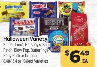 Tony’s Fresh Market Halloween Variety Kinder, Lindt, Hershey's, Sour Patch, Blow Pop, Butterfinger, Baby Ruth or Crunch offer