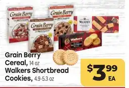 Tony’s Fresh Market Grain Berry Cereal, 14oz Walkers Shortbread Cookies, 4.9-5.3oz offer