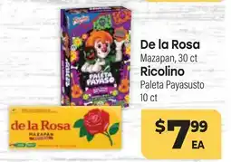 Tony’s Fresh Market De la Rosa Mazapan, 30ct, Ricolino Paleta Payasusto 10ct offer