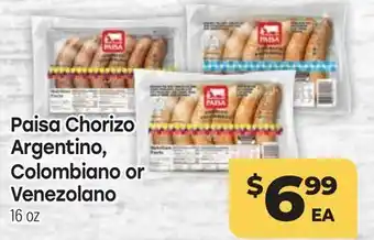Tony’s Fresh Market Paisa Chorizo Argentino, Colombiano or Venezolano offer