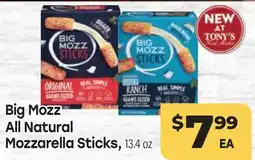 Tony’s Fresh Market Big Mozz All Natural Mozzarella Sticks offer