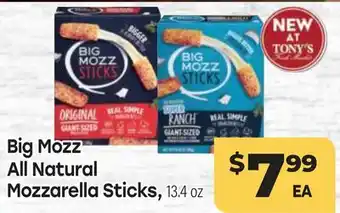 Tony’s Fresh Market Big Mozz All Natural Mozzarella Sticks offer