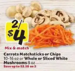 Winn Dixie Carrots Matchsticks or Chips / Whole or Sliced White Mushrooms offer