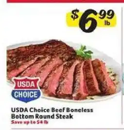 Winn Dixie USDA Choice Beef Boneless Bottom Round Steak offer